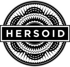 The black and white round hersoid logo